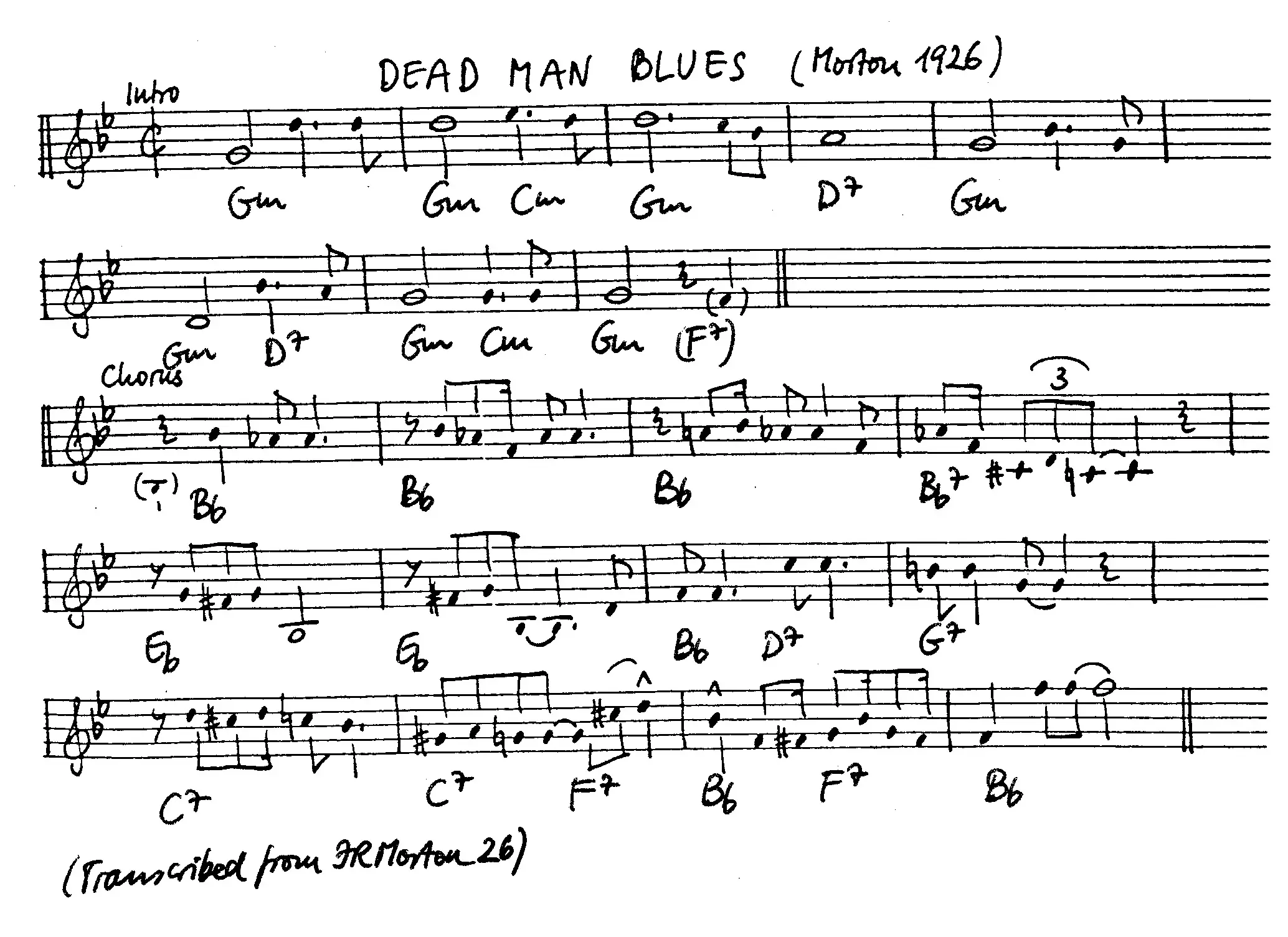 dead man blues free jazz leadsheet - Courtesy of the Jungle Jazz Band